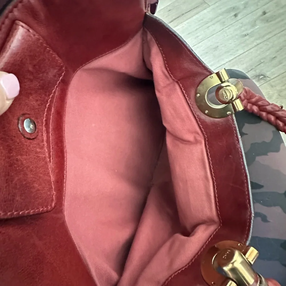 Chloe Deep Red Leather Shoulder Bag